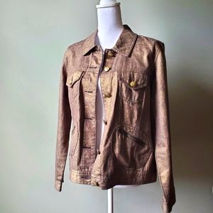 Chico's Jacket Women's Button Front Jacket Metallic Gold Size Large (12)